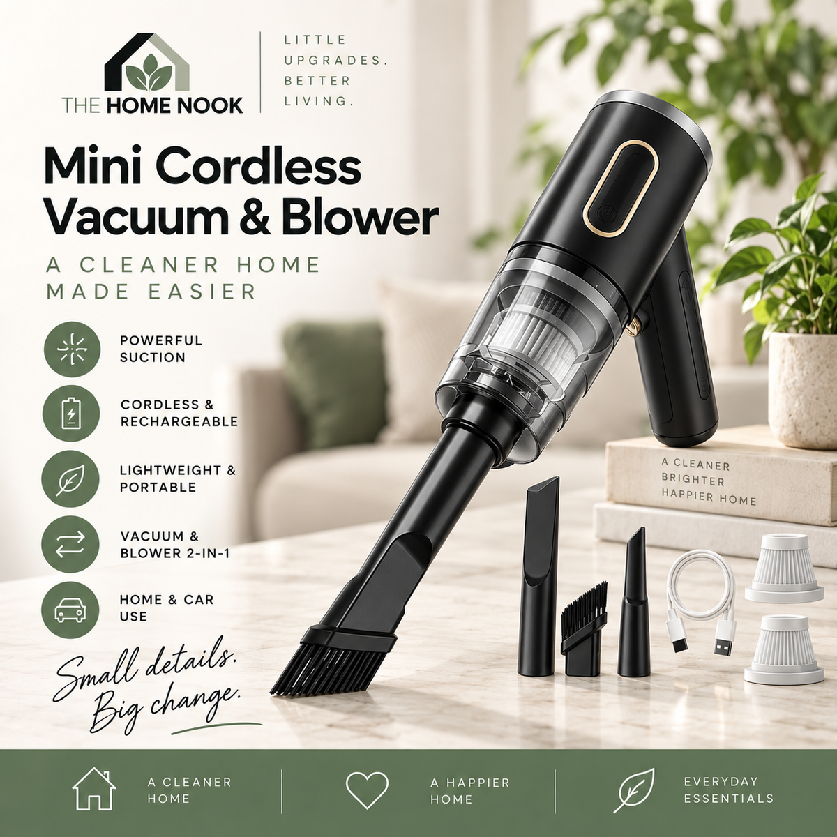 Mini cordless vacuum + blower