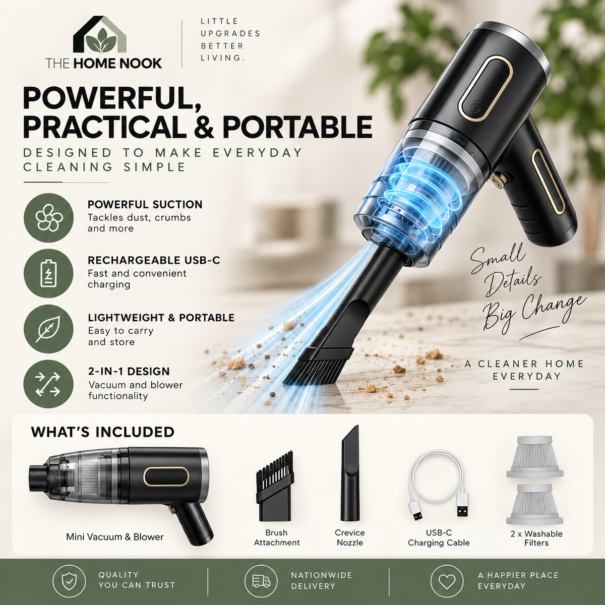 Mini cordless vacuum + blower